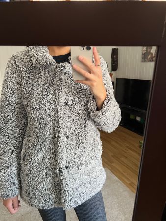 Veste en moumoute blanc, gris | Taille L