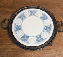 Antikes Serviertablett mit Rosenmuster, Vintage Chic!