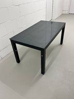 Moderner Beistelltisch / Couchtisch mit Glasplatte schwarz