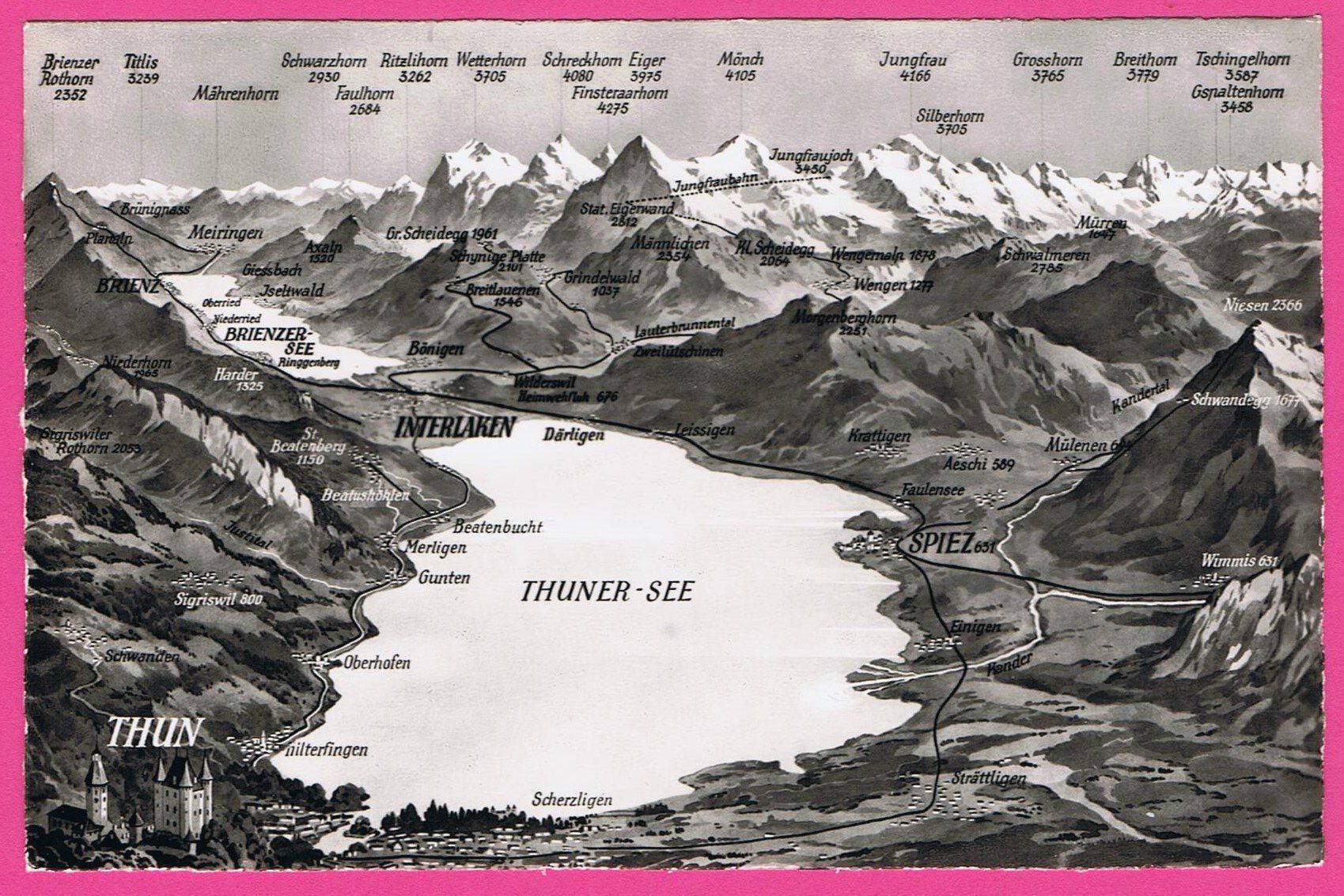 Ansichtskarten: Thun mit Berner Oberland – Gebraucht aus Einsiedeln von dillie