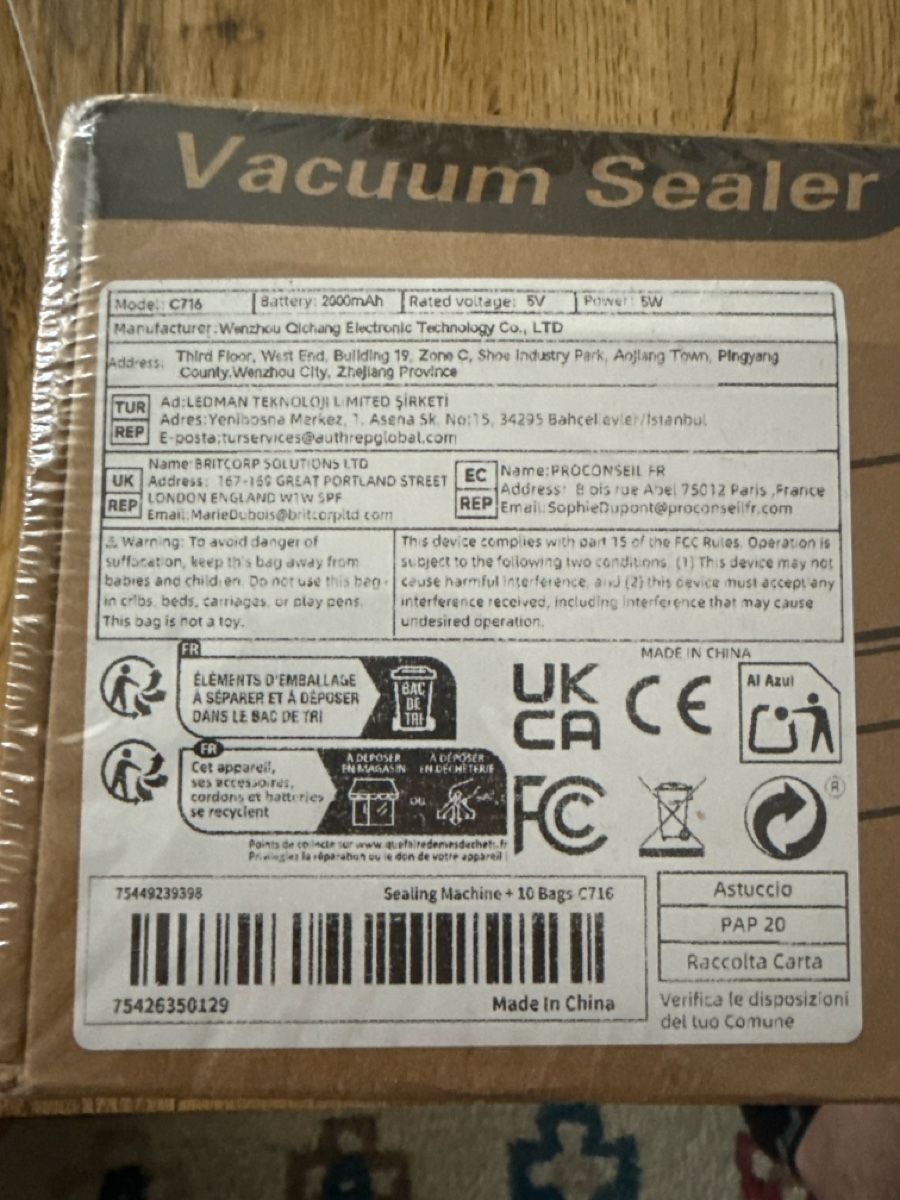 Elettrodomestici da cucina: Vakuum-Gerät / Vacuum Sealer – Nuovo e nell'imballaggio originale da Nürensdorf venduto da elcuy 1
