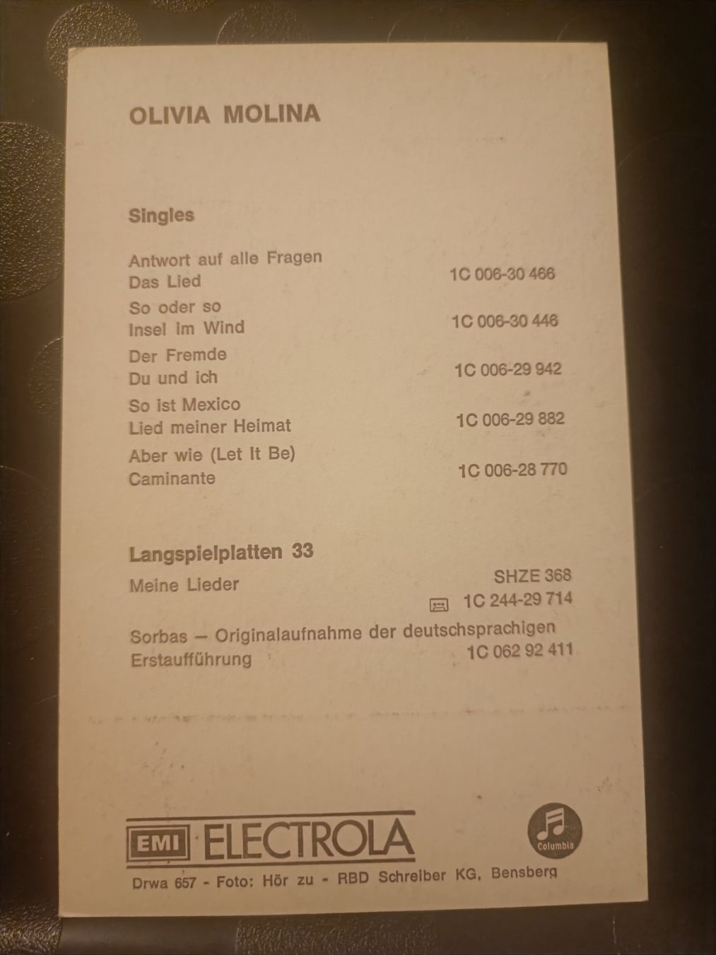 Autografi: Olivia Molina - handsignierte alte Autogrammkarte – Usato da Menziken venduto da Artographs 1