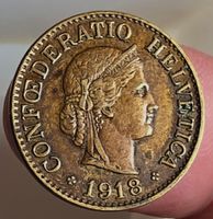 SCHWEIZ 10 RAPPEN 1918 *MESSING*