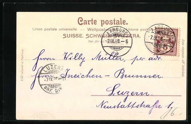 Cartoline postali: AK Aarburg, Ortsansicht mit Kirche, 1898 – Usato da Berlin venduto da bartko-reher 1