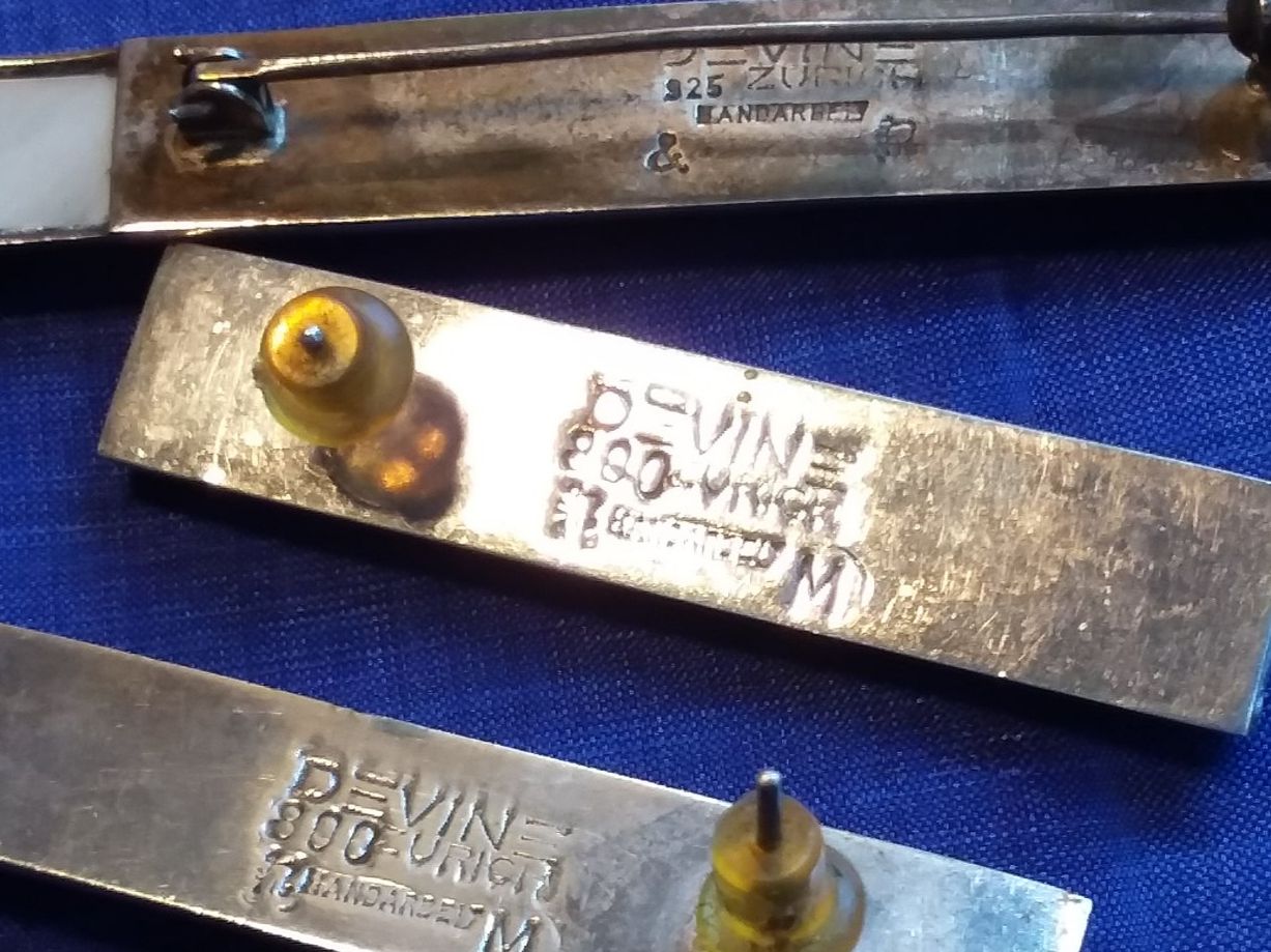 Sonstiger Schmuck: Vintage Sterling/Perlmutt Set DEVINE ZURICH Brosche&Ohrclips – Gebraucht aus Zürich von Aleick 2