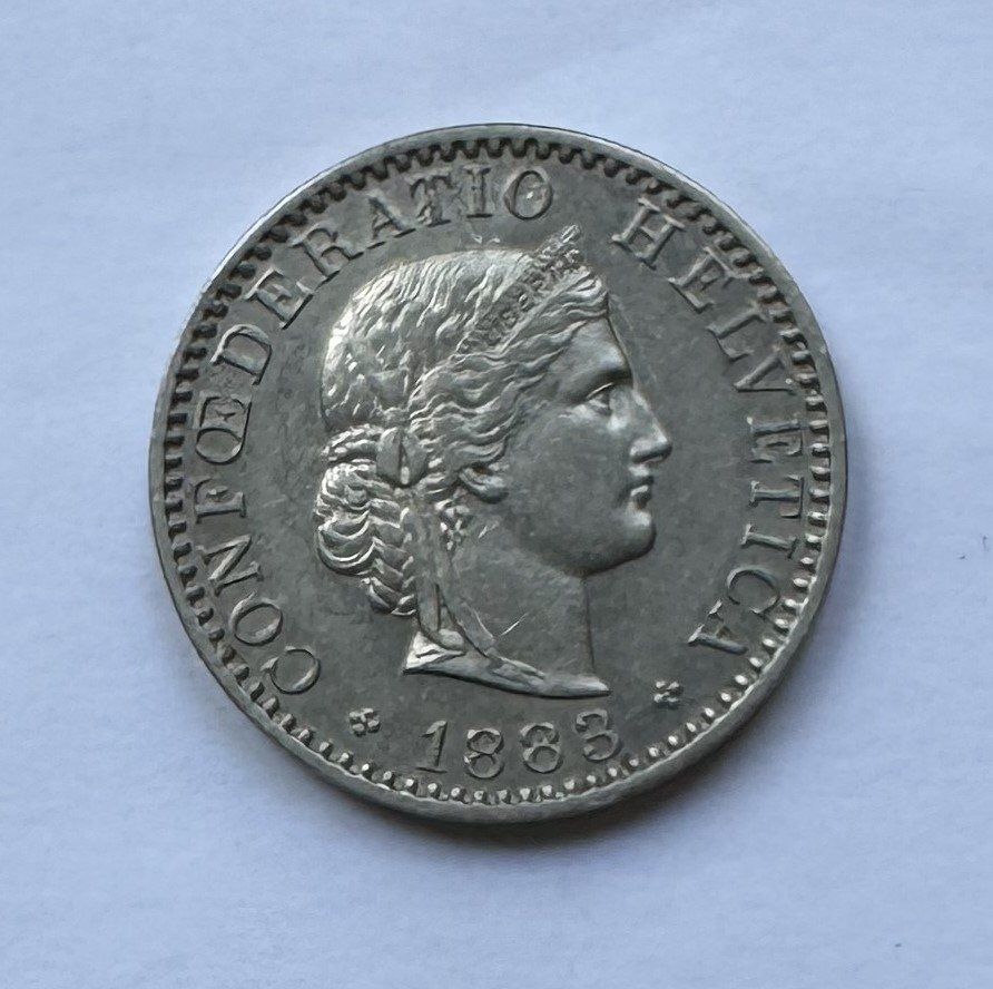Tutti le monete: 1883 20 Rappen -unz – Usato da Kirchberg SG venduto da Helveticus00