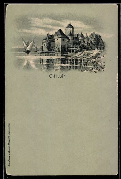 Cartoline postali: Litho Chillon, Burg mit Segelbooten – Usato da Berlin venduto da bartko-reher