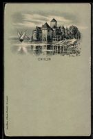 Litho Chillon, Burg mit Segelbooten