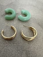 2er Set Ohrringe in Mintgrün und Gold