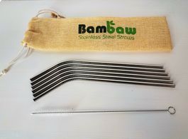 Bambaw Edelstahl Strohhalme Set, mit Reinigungsbürste! Neu