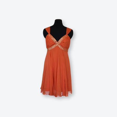 Oranges Kleid mit Pailletten, Gr. 34