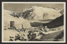 1927 Hospental Hospenthal mit viel Schnee alte Dorfansicht