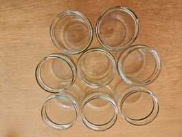 Acht gebrauchte "Honig"gläser (H ca 9.5 cm Durchm. ca 8 cm)