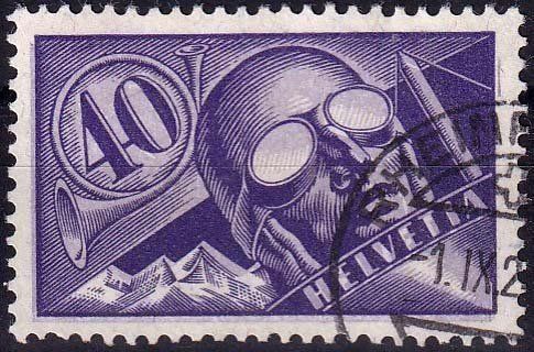 Alle Briefmarken: 1923, Flugpostmarke "Pilot" Nr. F7, gest., fehlerfrei. – Gebraucht aus Aesch BL von toffifee09