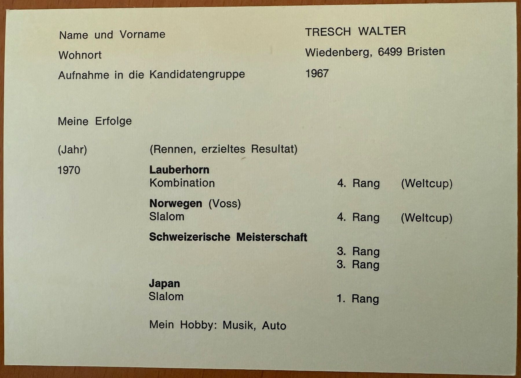 Autografi: Autogramm Skilegende Walter Tresch – Nuovo (secondo la descrizione) da Winterthur venduto da katalunk 1