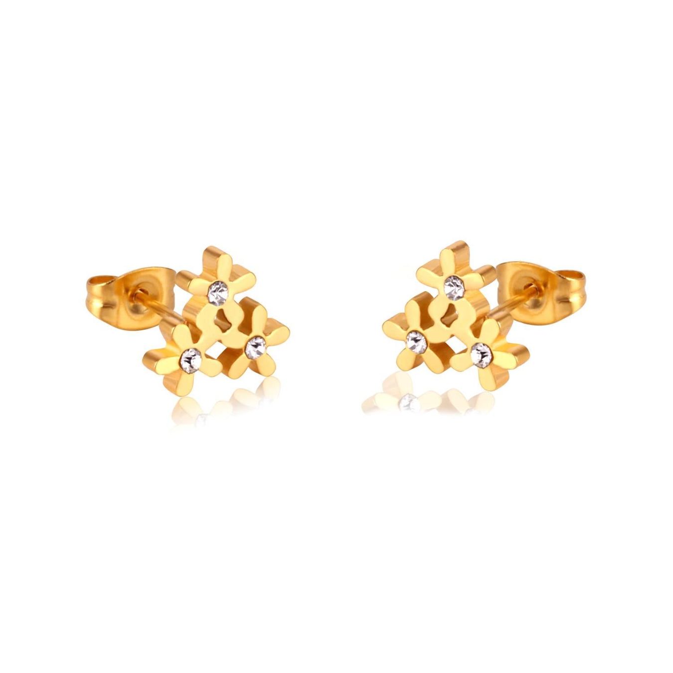 Orecchini pendenti & Orecchini a lobo: Ohrstecker Blumenform Gold Edelstahl – Nuovo e nell'imballaggio originale da Niederbipp venduto da chrimmskrams