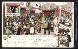 Litho Lützeler Kirmes 1899, Volksfest, 