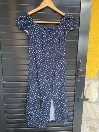 Mädchen Kleid mit Blumen marine blau 134