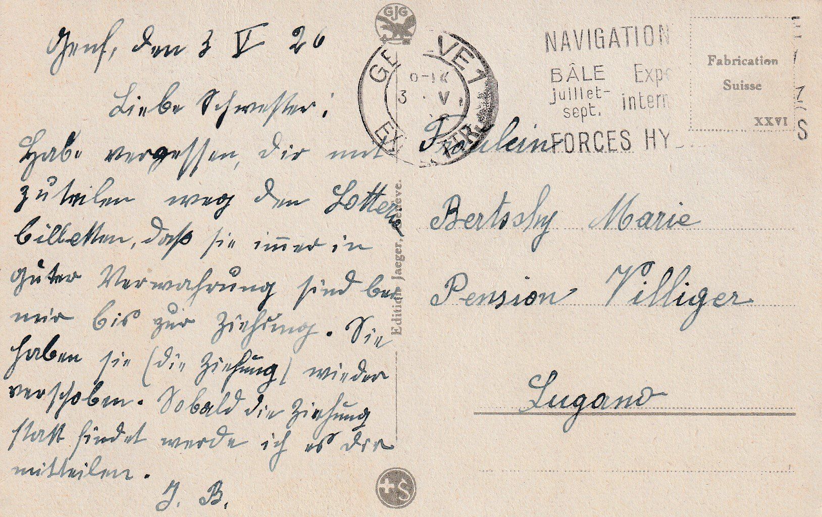 Cartoline postali: AK Genève gel. 3.10.1926 – Usato da Fribourg venduto da schnalla92 1