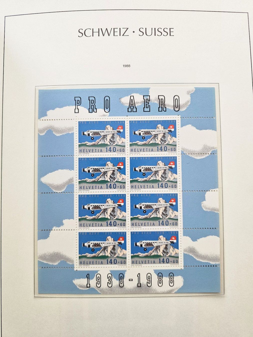 Alle Briefmarken: Flugmarken F49, Pro Aero 1988 Bogen, postfrisch** – Neu (gemäss Beschreibung) aus Leimbach AG von jaja79