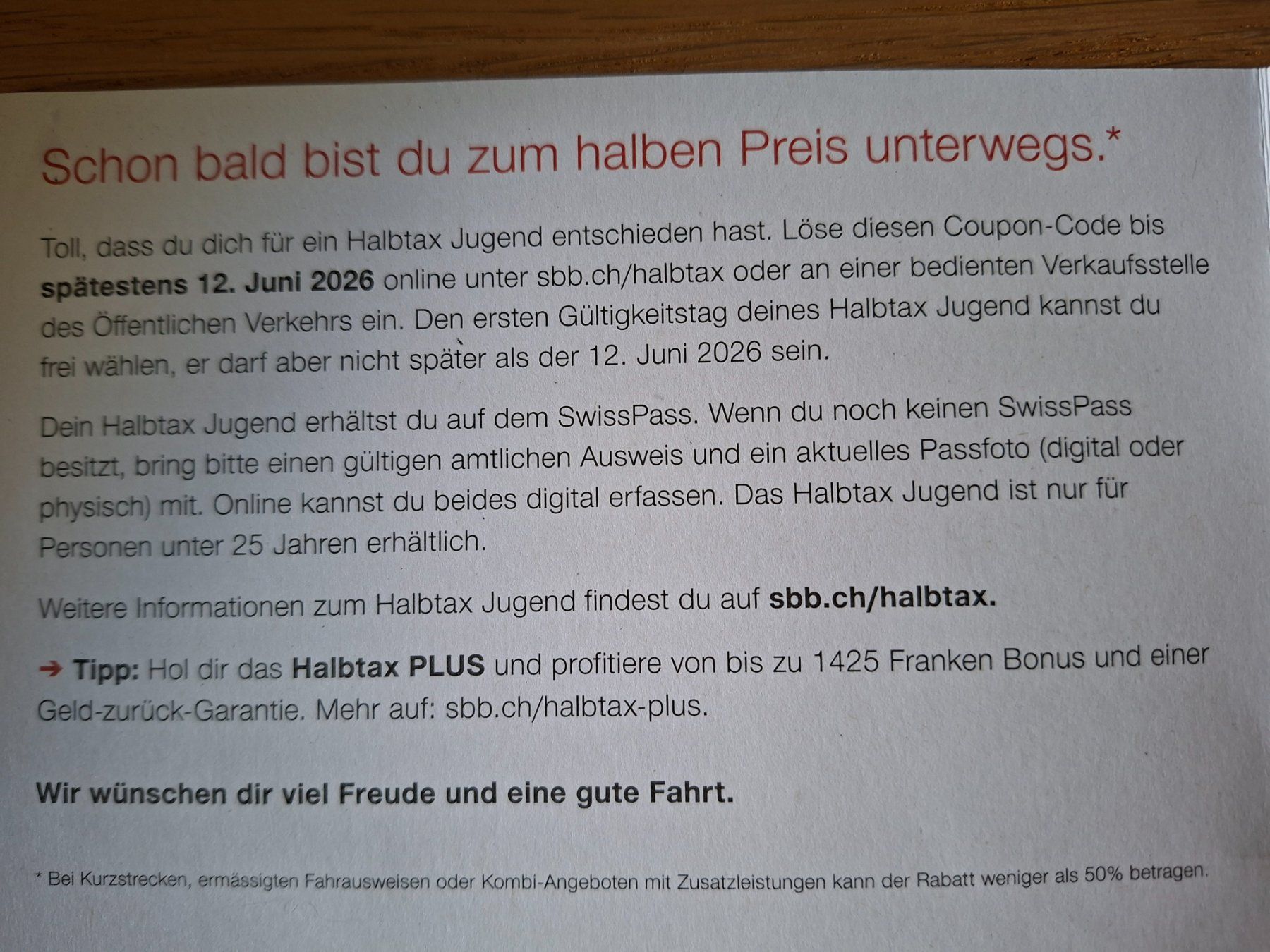 SBB/CFF/FFS Buoni: Halbtax Jugend SBB – Nuovo e nell'imballaggio originale da Muntelier venduto da Sellbuy 2