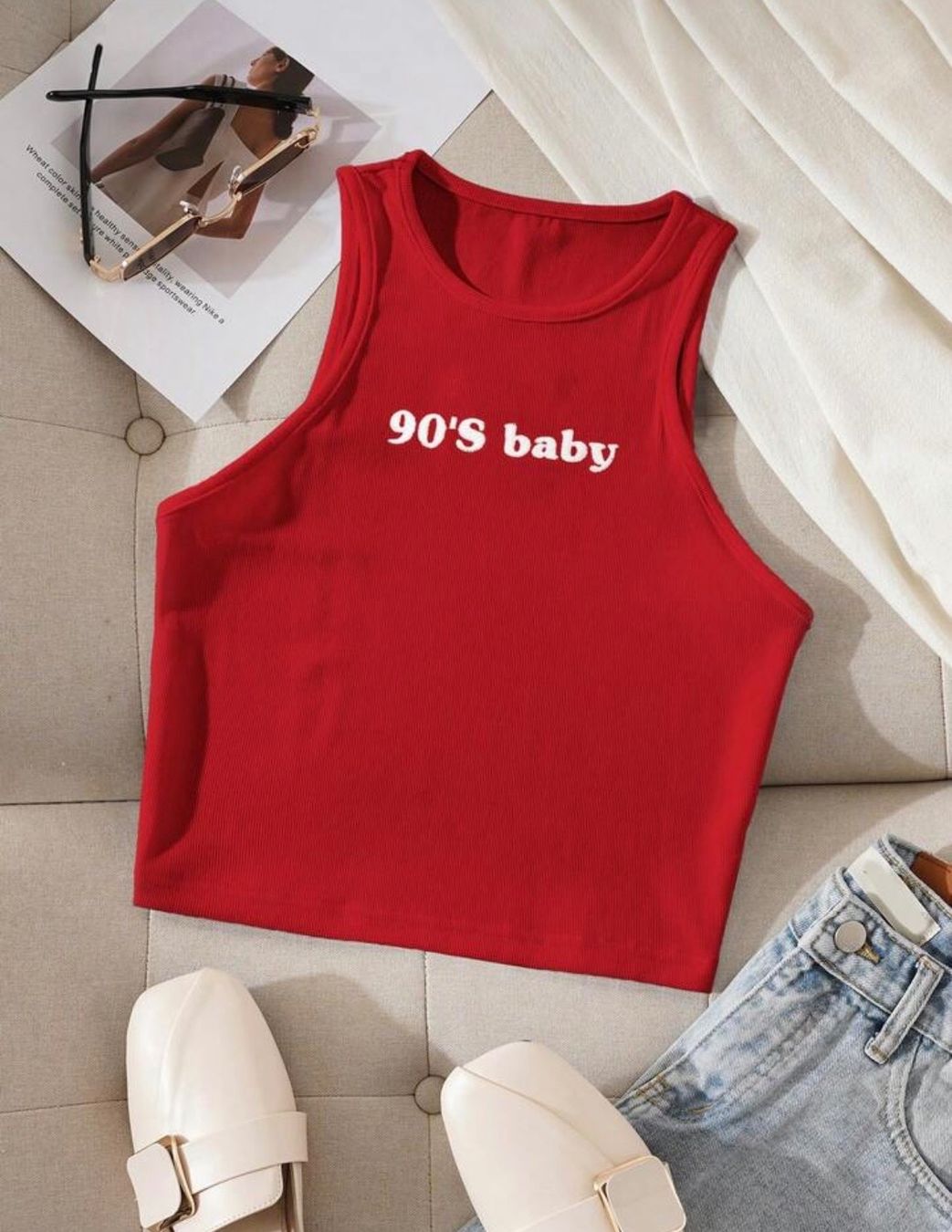 Top: Rotes 90s Baby Crop Top Gr M – Nuovo e nell'imballaggio originale da Kriessern venduto da loolah
