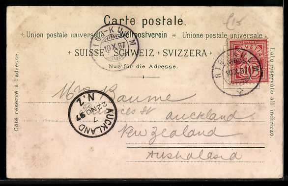 Cartoline postali: Litho Rigi, Ortsansicht mit Alpenpanoram – Usato da Berlin venduto da bartko-reher 1