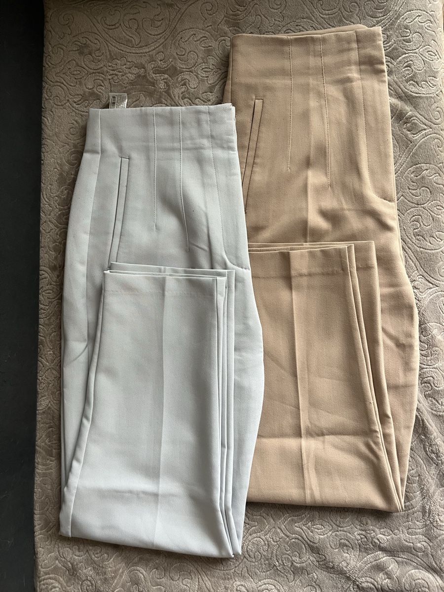 Zara Pantaloni: Pantalon beige et gris – Usato da Genève venduto da soraia.simao