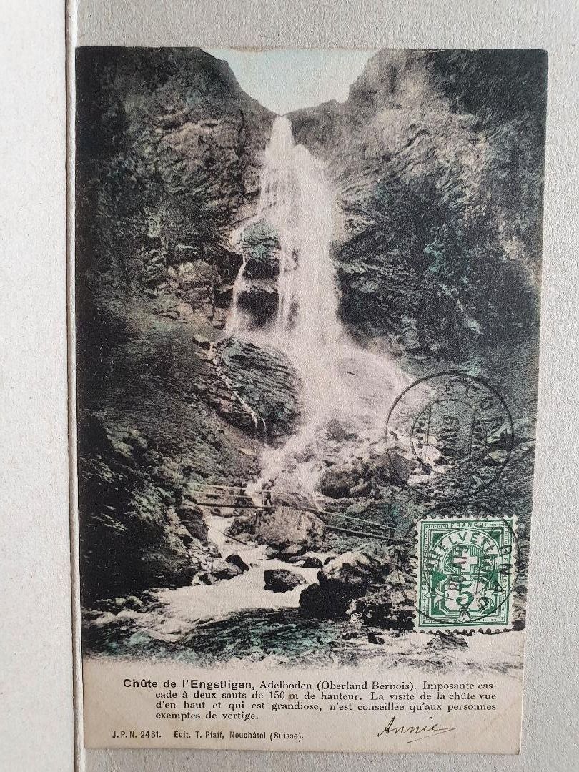 Cartoline postali: ADELBODEN  -  Chûte de L'Engstligen  -  1908 – Usato da Delémont venduto da Domdom1