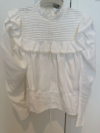 Mango White Ruffle Blouse, Size S - Perfect for Summer!