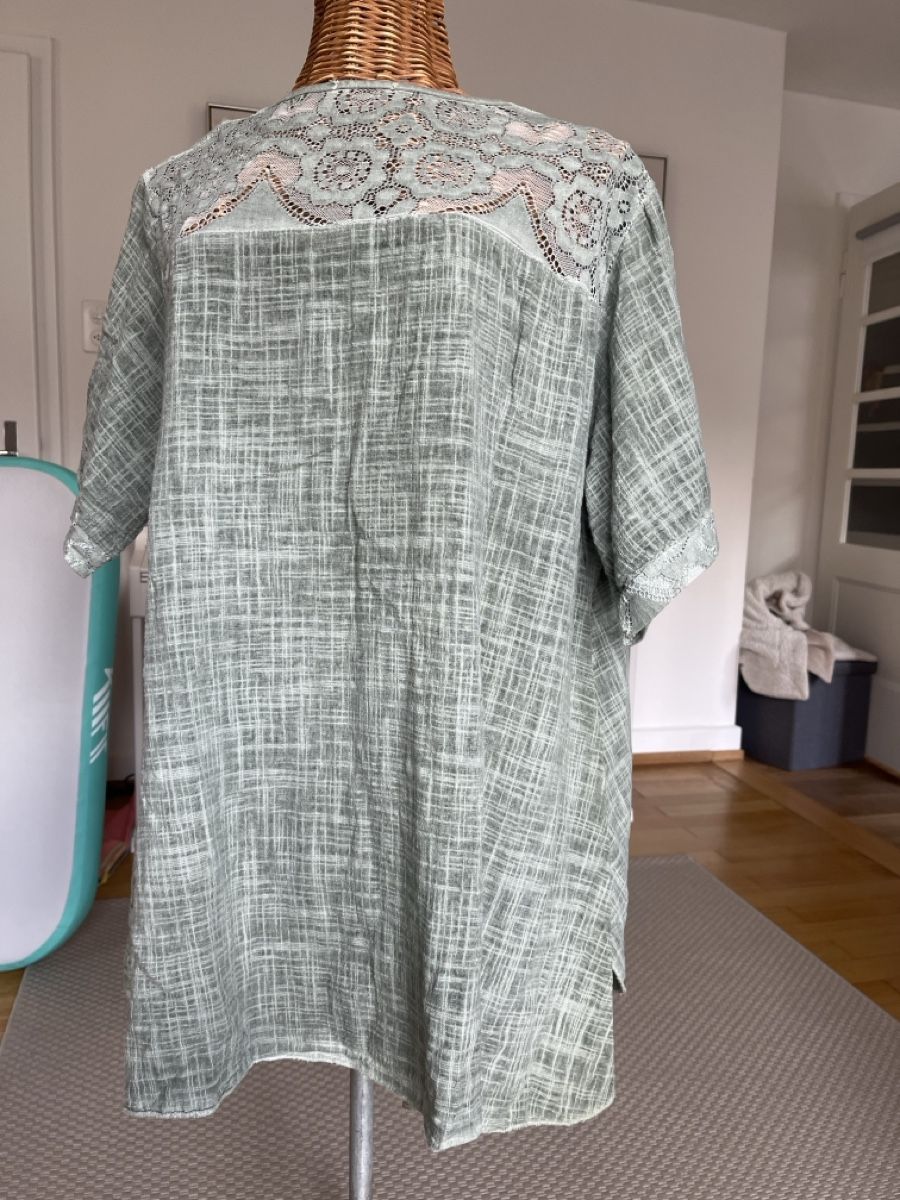 Tuniche: Tunika mit Spitze, Baumwolle, Grün, 44 – Usato da Solothurn venduto da Bobesch08 5