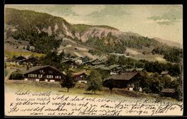 AK Hohfluh, Ortsansicht mit Chalets und Felswand