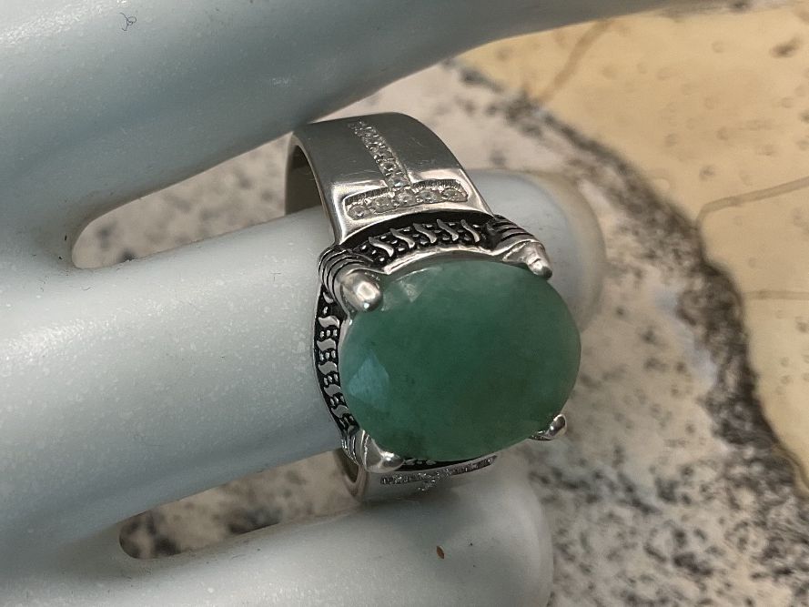 Anelli: Smaragdring in Sterlingsilber, Gr. 56.5 – Nuovo (secondo la descrizione) da Luzern venduto da S.Kern01