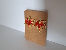 Herbst Ohrclips, rot gold, Strass Ahorn 🍁