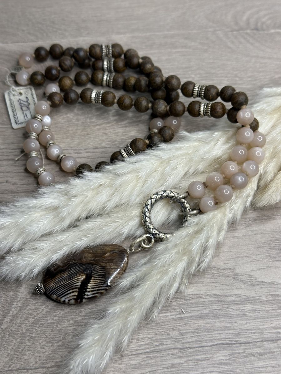 Catenine: Wunderschöne Mondsteinkette/Holz – Nuovo e nell'imballaggio originale da Niederglatt ZH venduto da Silberschmuck-design