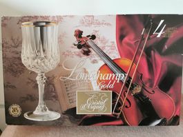 Longchamp Gold Cristal d'Argues 4 Stielgläser 22,5 cl.