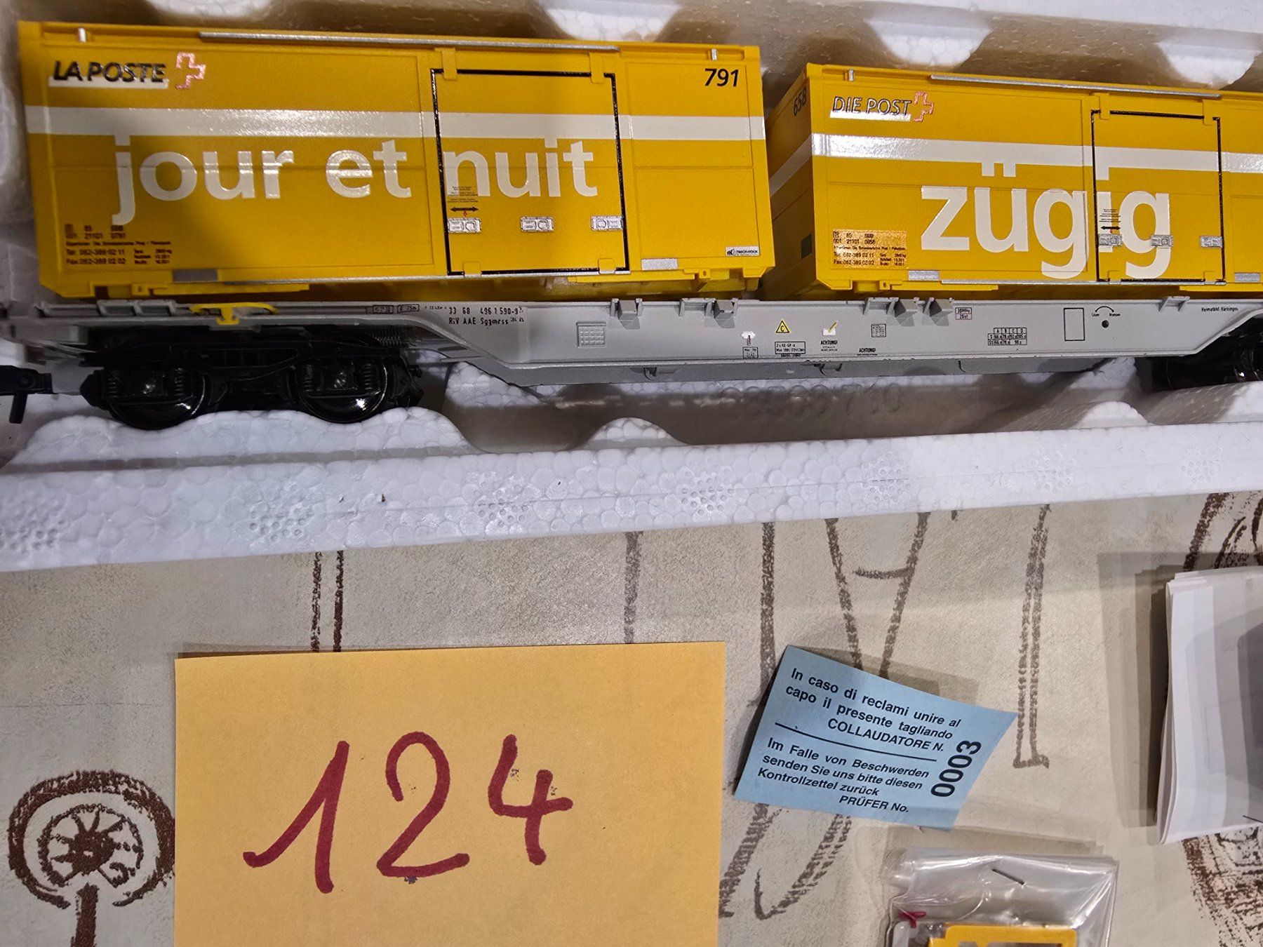 Roco Modellini di ferrovie: ROCO 66564 Container Doppeltragwagen, AAE, Schweizer Post, O – Nuovo (secondo la descrizione) da Mauren TG venduto da Defrancesco 4