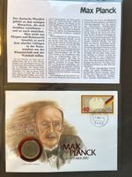 Münze Münzbrief 2 Mark vergoldet Max Plank 