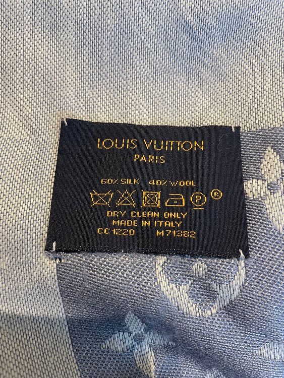 Louis Vuitton châle foulard monogramme denim bleu