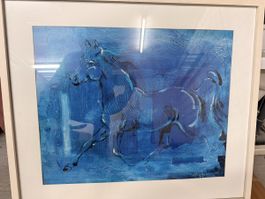 Gerahmtes Pferdebild, signiert, 88 x 74cm, Top Zustand