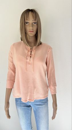Stylish Peach Lace-Up Top Ralph Lauren, Size M