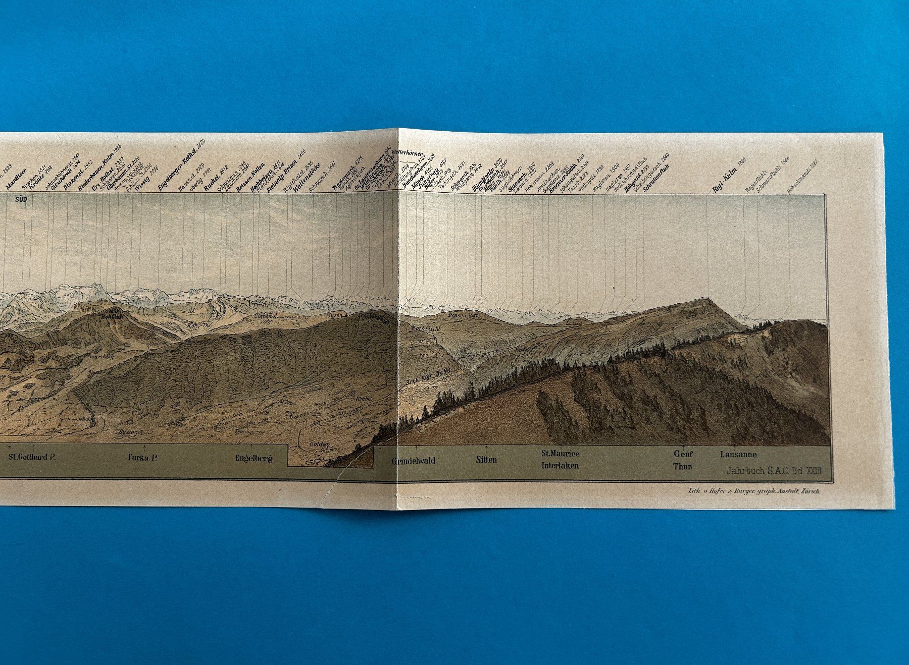 Cartine & Atlanti: PANORAMA VOM ROSSBERG (SAC 1887) – Usato da Zürich venduto da Domus09 5