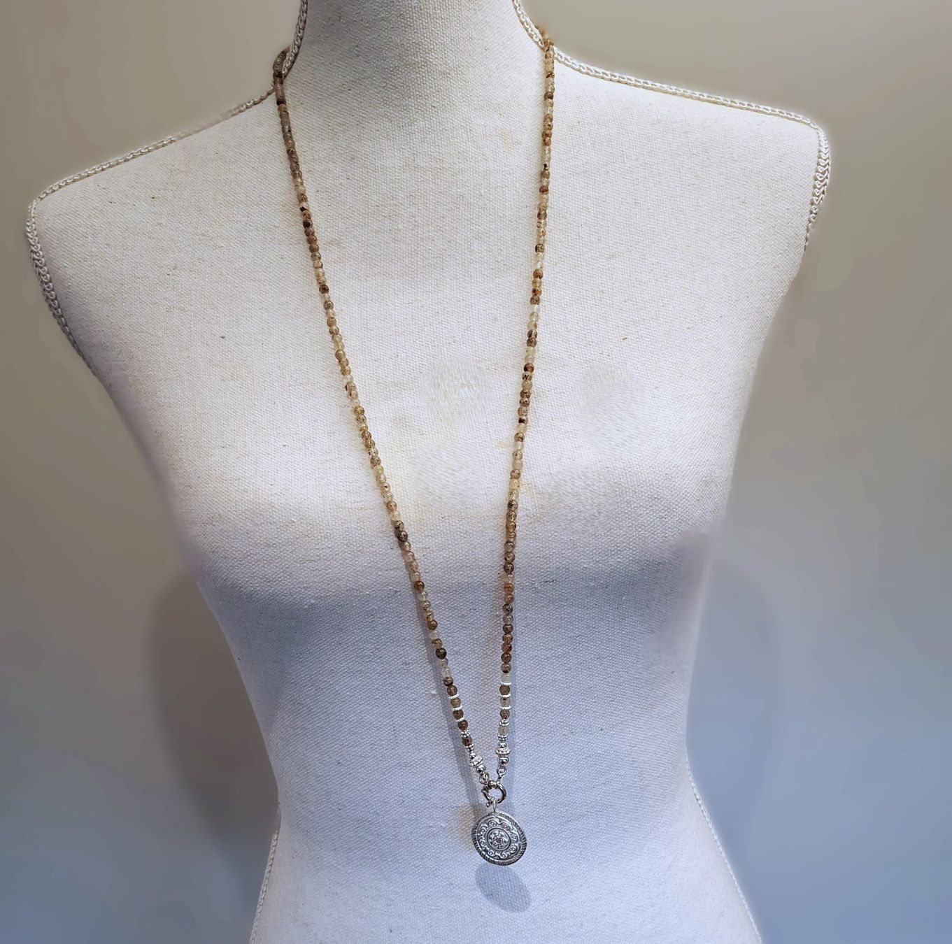 Catenine: LAURA - Edelsteinkette - Silber - beige – Usato da Mühlethal venduto da nicita-modeschmuck 3
