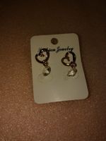 OHRRINGE MODESCHMUCK,,2 HERZEN,,VERGOLDET,,KRISTALL