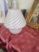 Tischlampe Murano Glas weiss-rosa Swirl Design H32cm 