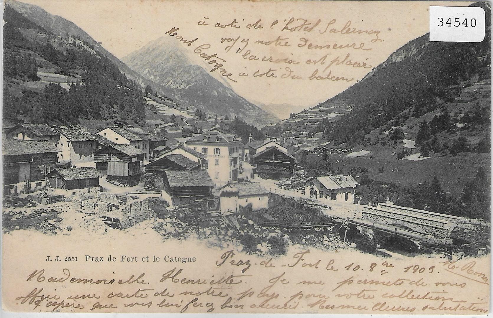 Cartoline postali: Praz de Fort et le Catogne – Usato da Ettingen venduto da Kartenplanet