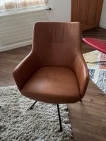 4x Armlehnstuhl Leder braun mit Metallgestell gebraucht