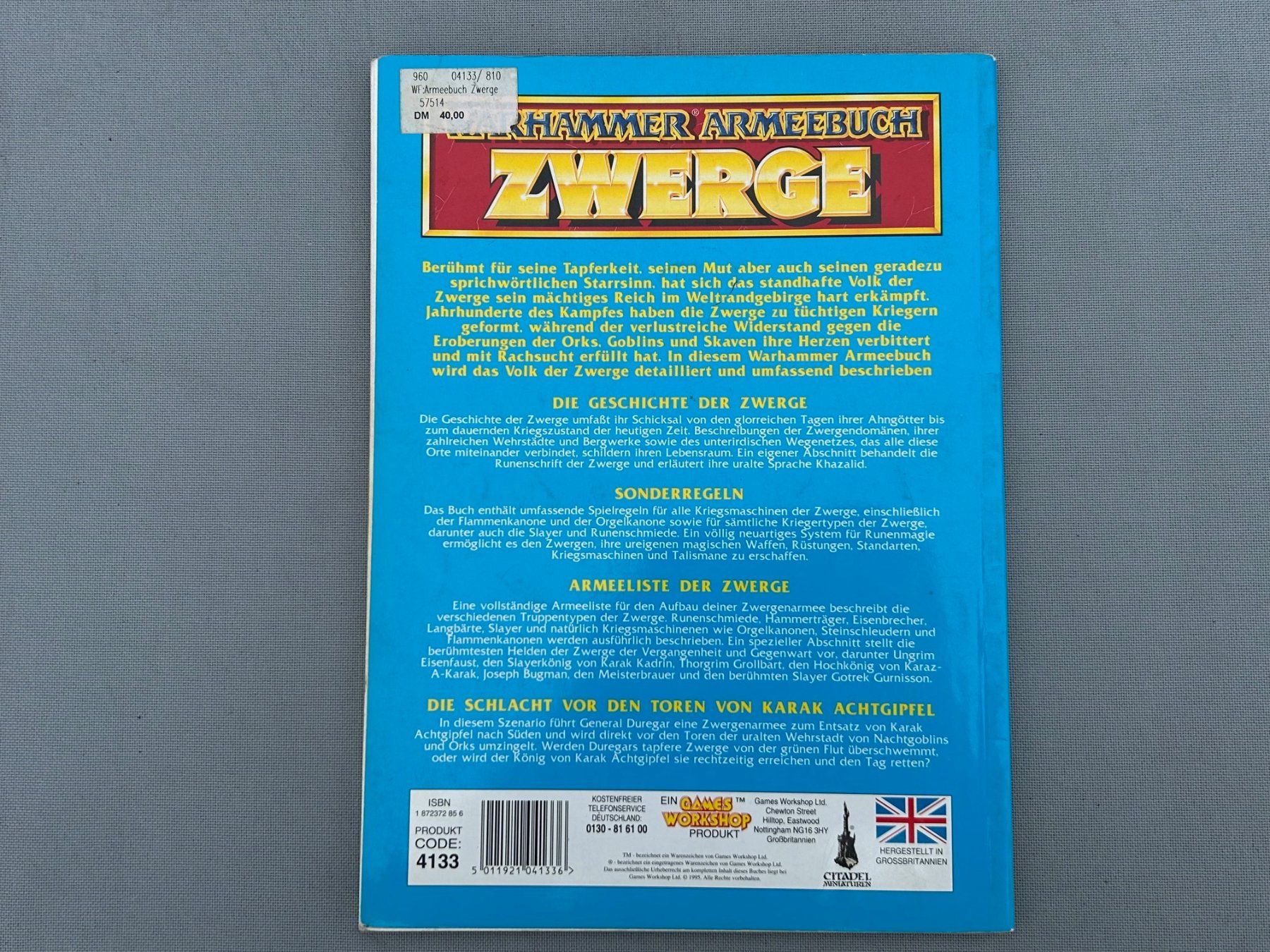 Libri: Warhammer - Armeebuch Zwerge - 4. Edition - Deutsch – Usato da Biberstein venduto da Lou13lou 1