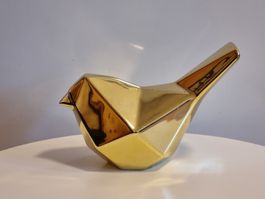 Goldene Vogel Dekofigur Origami Stil modern