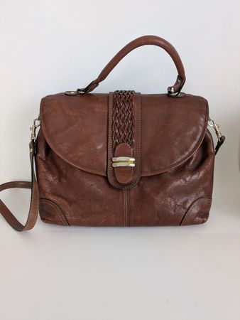 Vintage Echtleder Handtasche Braun Schultertasche